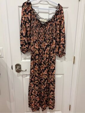 Saltwater LUXE Floral Smocked Bodice Boho Chic Dress Size Medium